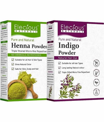 Elecious Naturals Indigo and Henna powder for Black Hair (200 grams each) | Natural Hair dye