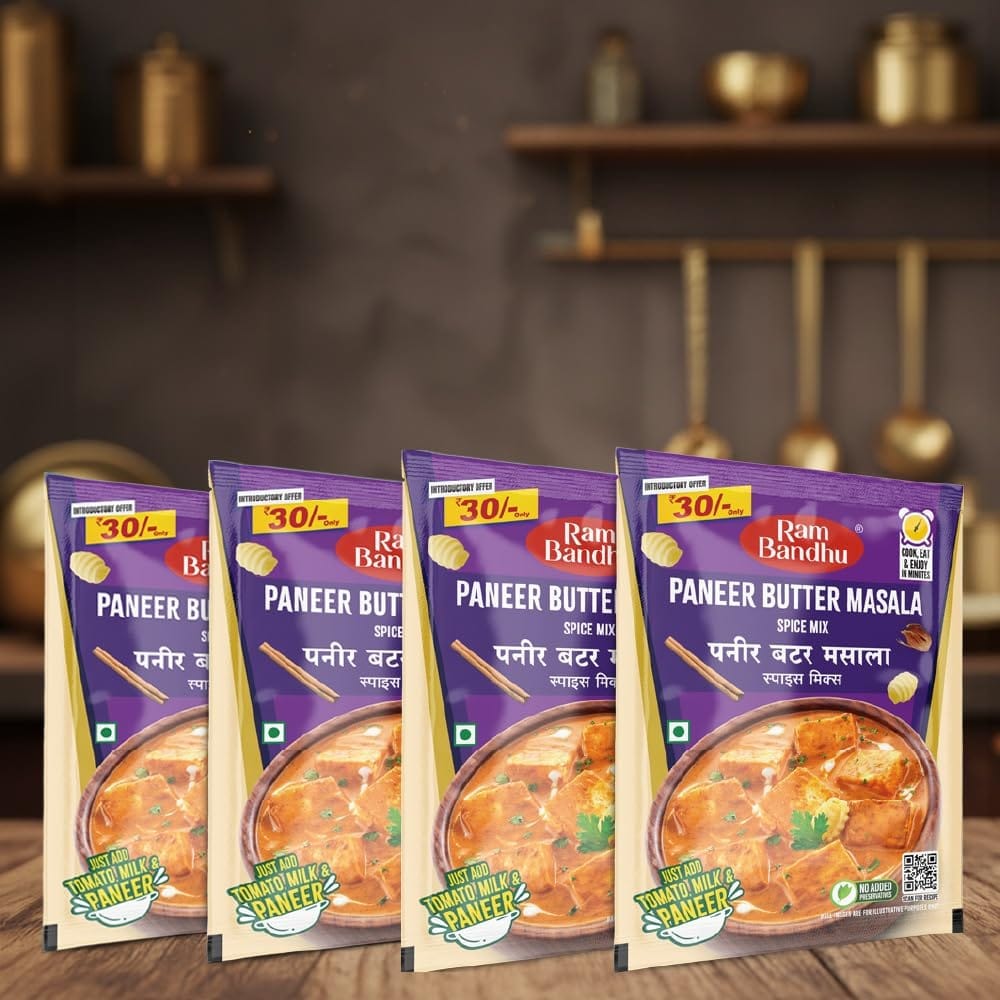 Ram Bandhu Paneer Butter Masala Spice Mix 50 Gm x 4 Pack | Restaurant-Style Cooking Mix | Creamy Flavor With a Perfect Blend of Spices | Easy-to-Use | Helps You Prepare Delicious Restaurant-Style Paneer Dishes at Home