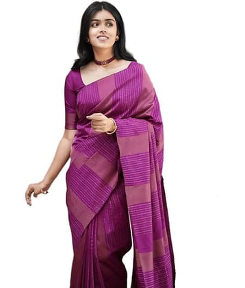 Sidhidata Banarasi Silk Self Design Saree With Unstitched Blouse Piece ( Pink )