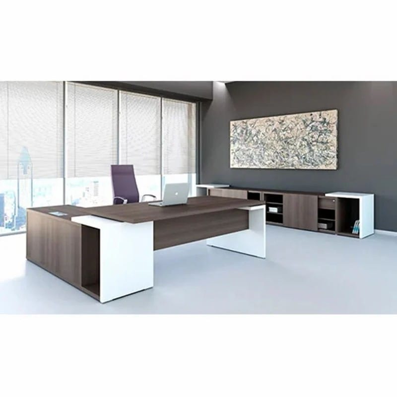 Engineered Wood Rectangular Modular Executive Table, With Storage