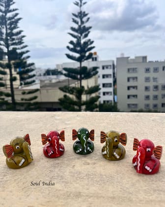 Handcrafted Wooden Elephant Carved Sharpner Gift Set - Kondapalli Art