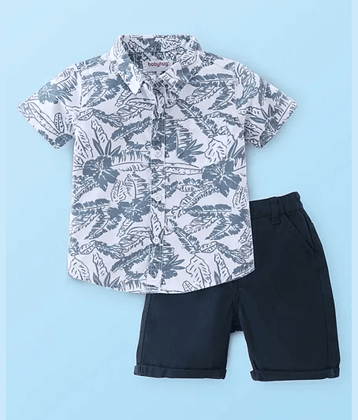 Ocvito Pack of 1 Boys Cotton Blend Shirt & Shorts ( Navy )