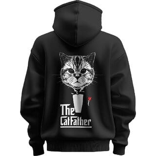 BULL CLOTHING The CatFather Graphic Design Black Hoodie  280 GSM Fleece for Ultimate Comfort and Durability (S)
