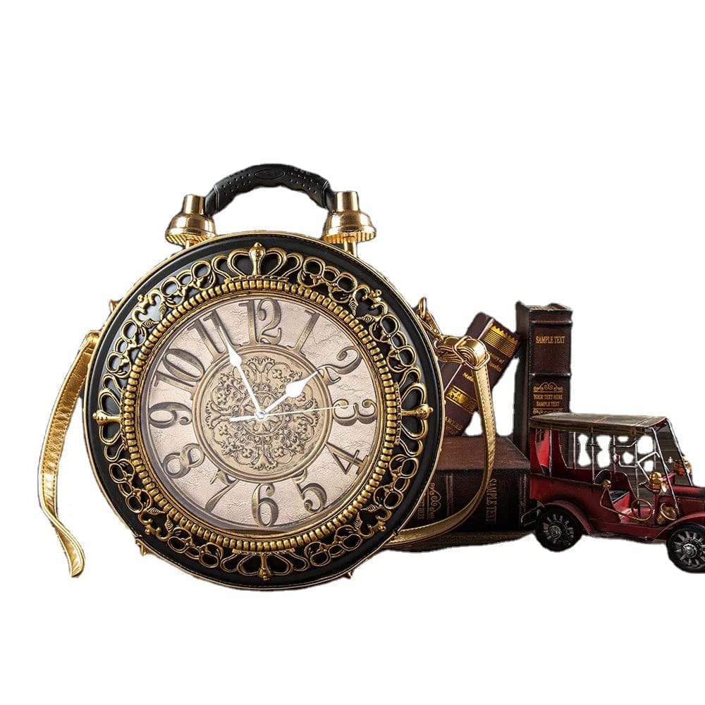 Angel Kiss Female Creative Faux Leather Deep Color Luxury Clock Outdoor Handbag For Women