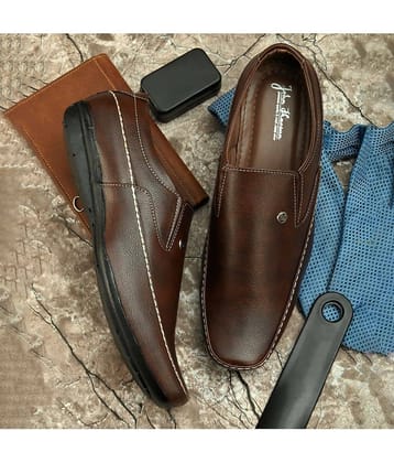 John Karsun Brown Men's Slip On Formal Shoes
