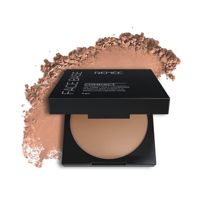 RENEE Face Base Compact Acorn Beige l Lightweight, Matte Finish Pressed Powder | Smooth Blend, Even Coverage | Controls Excess Oil | Portable & Easy to Apply for Flawless Look l All Skin Types | 9 g RENEE Face Base Compact Acorn Beige l Lightweight, Matt