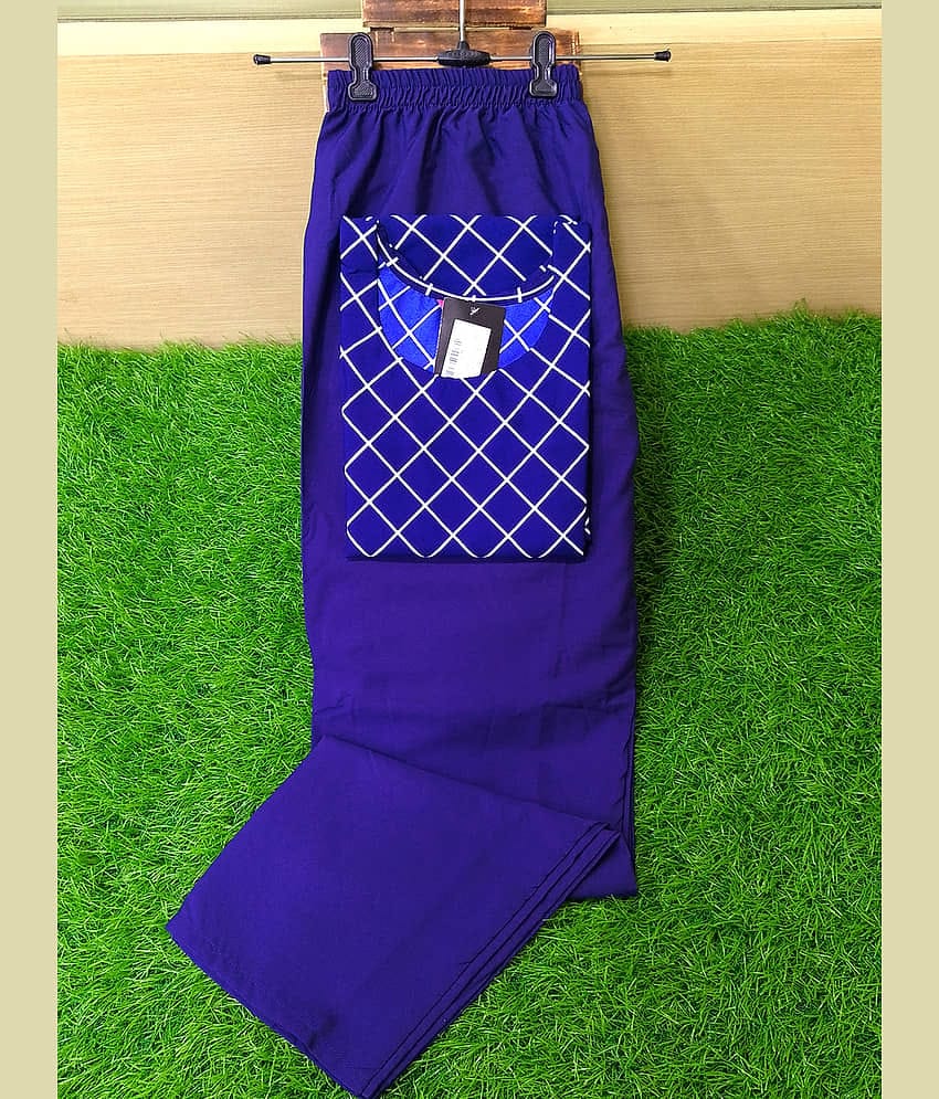 Ethnicbasket Crepe Printed Kurti With Pants Women's Stitched Salwar Suit - Blue ( Pack of 1 )