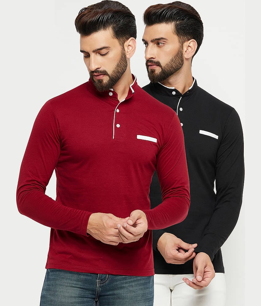 EMERALD APPAREL TRADING Pack of 2 Cotton Blend Regular Fit Men's T-Shirt ( Maroon )