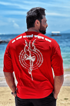 Lord SHIVA Immortal Oversized T-shirt (RED)-S