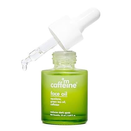 mcaffeine Green Tea&Squalane Face Oil For Dewy Glow|Hydrates,Locks In Moisture,Reduces Dark Spots&Calms|Lightweight Oil&Fast Absorbing|Jojoba Oil&100% Naturally Derived Squalane - 20 Ml