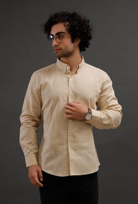 Muted Brown Cotton Slim Fit Shirt-42