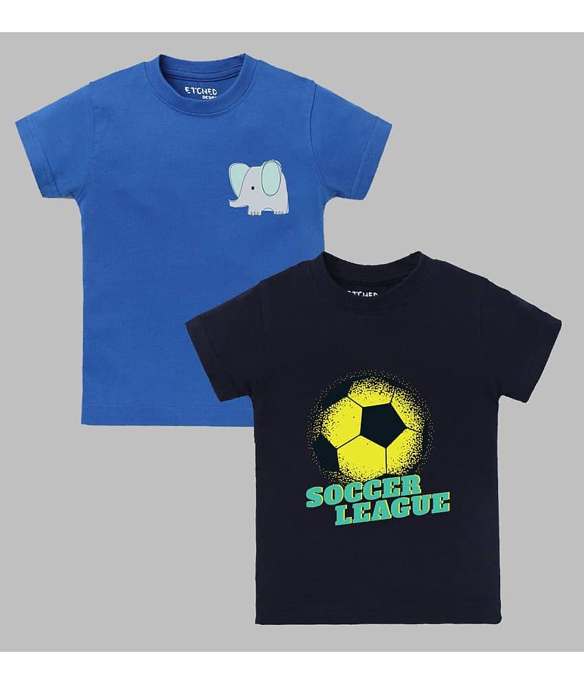 ETCHED DESIGN Pack of 1 Boys Cotton T-Shirt ( Multicolor )