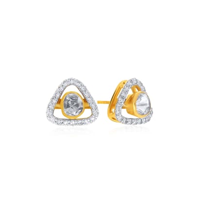 Senco Gold Sweet Shine Polki Diamond Studs (2.4 gram / 0.22 Ct / IJ-SI / 14K Yellow Gold)
