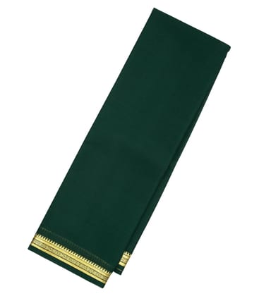 Bottle Green Mysore Silk Saree With Floral Zari Border-MS3013-Bottle Green