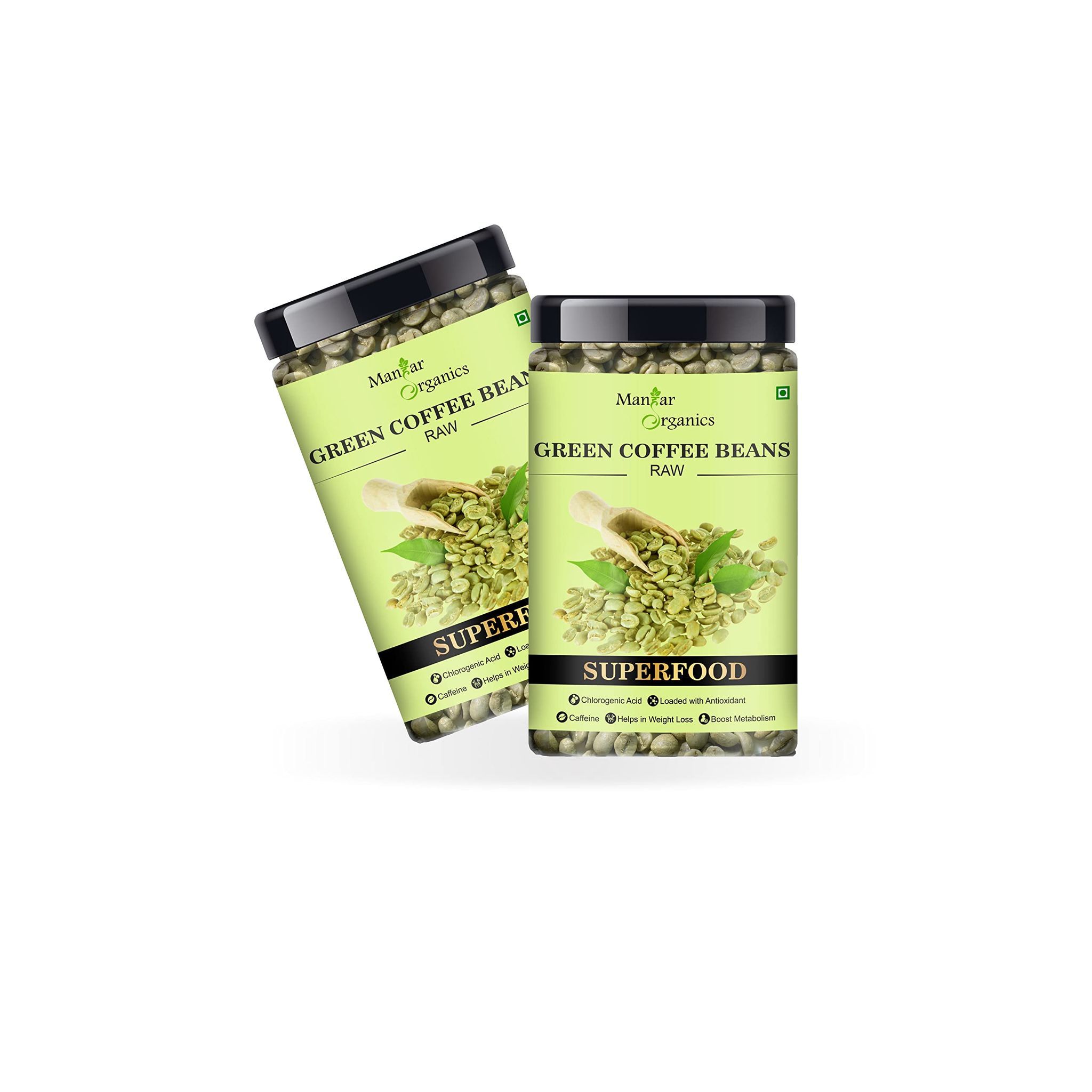 ManHar Organics Columbian Green Coffee Beans 950gm Jar Immunity Booster and Weight Management Partner (pack of 2, 475gm each)