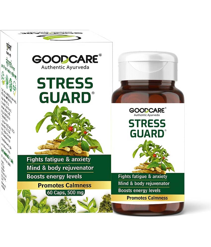 Goodcare Stress Guard Capsules, Ayurvedic Relief for Stress, Anxiety, With Ashwagandha, Brahmi, Jatamansi, Boosts Energy, Clinically Tested 60 No.s