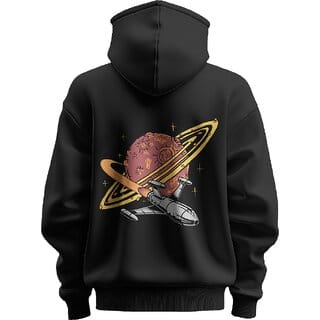 BULL CLOTHING Men's Cosmic Adventure Black Premium 280 GSM Fleece for Softness, Comfort, and Durability (M)