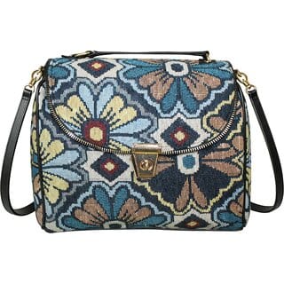 Floral Mosaic Tapestry Sling Bag
