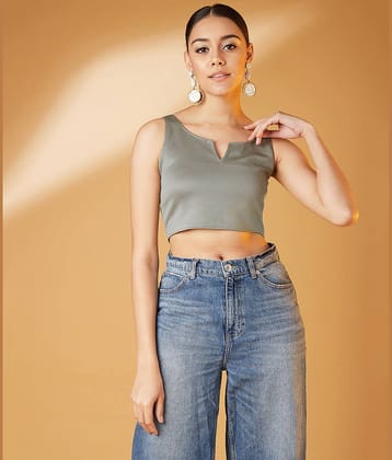 Chimpaaanzee Women's Polyester Crop Top ( Green )