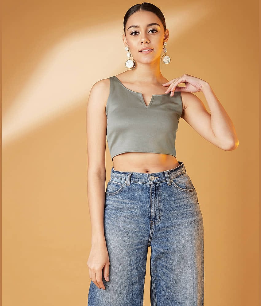 Chimpaaanzee Women's Polyester Crop Top ( Green )