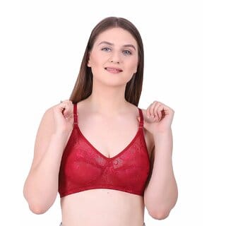 Women Half Coverage Non Padded net Bra(Red)