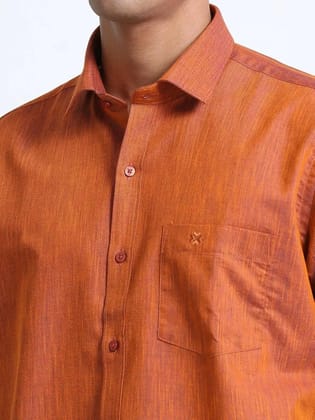 Cotton Linen Coral Colour Shirt Half Sleeve-38