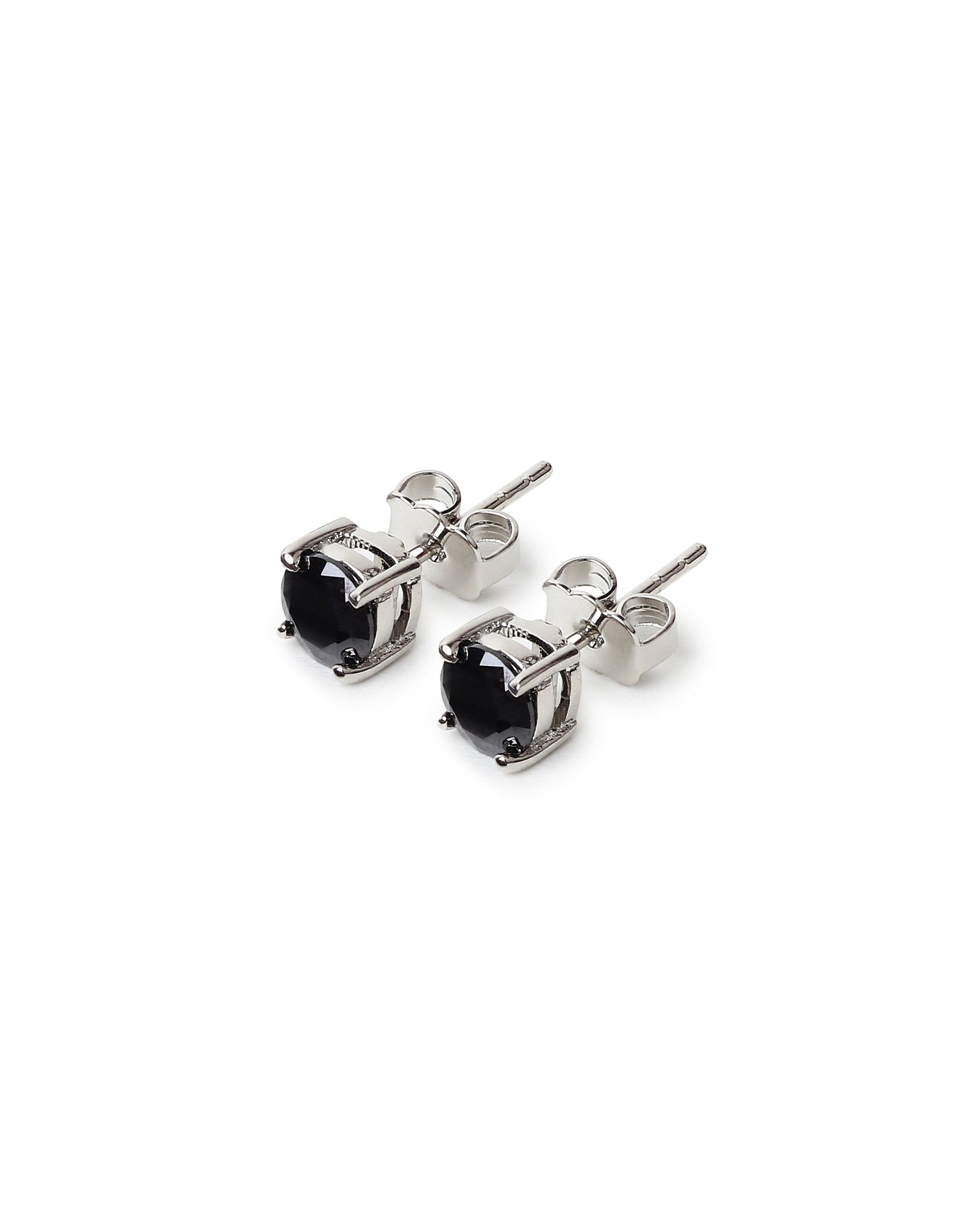 Tokyo Round Solitaire Stud-Pair / Black