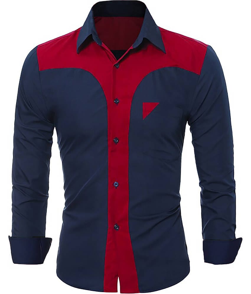 Qlonz store Cotton Blend Regular Fit Colorblock Full Sleeves Men's Casual Shirt - Multi ( Pack of 1 )