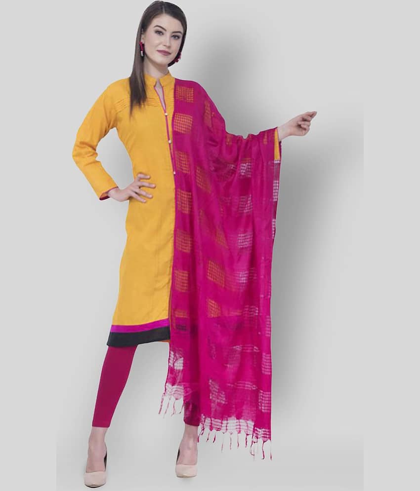 A R Silk Pink Cotton Striped Dupatta - Single