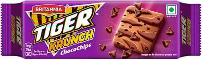 Britannia Tiger Krunch Chocochips Biscuit Crunchy, Ready To Eat 63 GRAM
