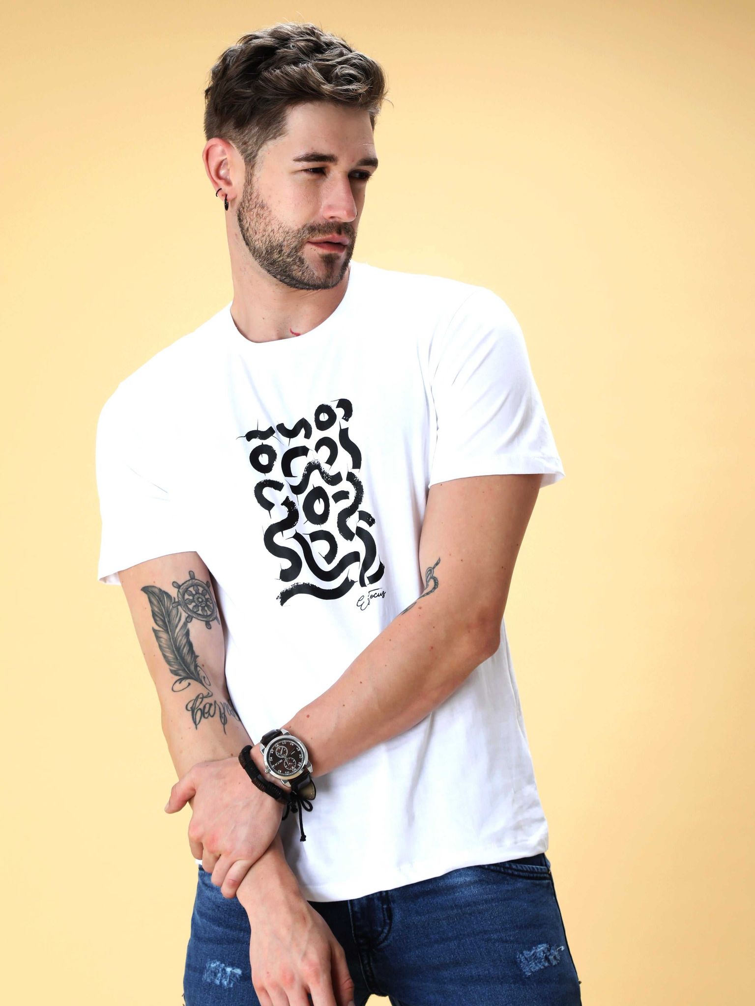 White Crew Neck T-Shirt-S