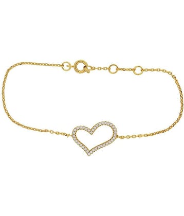 Spargz Contemporary Heart Daily Wear Gold Color Alloy Metal Cubic Zircon Studded Bracelet For Women AIBR 022