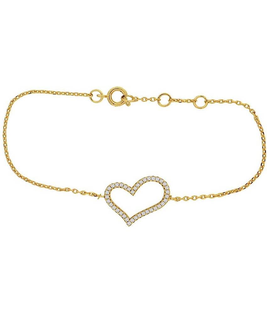 Spargz Contemporary Heart Daily Wear Gold Color Alloy Metal Cubic Zircon Studded Bracelet For Women AIBR 022