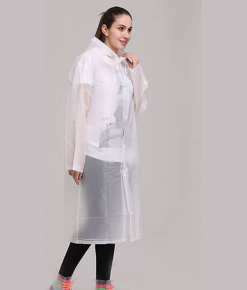 Infispace Waterproof Nylon Long Raincoat - White