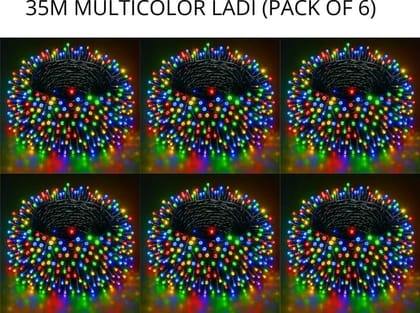SPARKWORLD 98 LEDs 35 m Multicolor Steady Bulb Rice Lights (Pack of 6)
