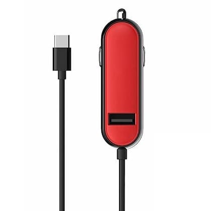 Portronics CarPower 2C POR-856 Car Charger with Type C Cable (Red)