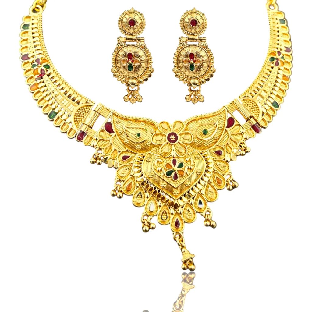 Exquisite Gold-Plated Kundan Choker with Earrings