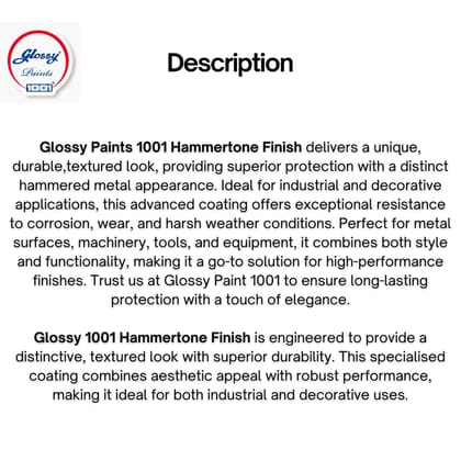 1001 Hammertone High-Gloss Metal Paint | Ideal for Metal Almirahs, Pipes, Machinery, Coolers, Steel Cupboards, & Woods & More | 500ml - Emerald Green Color