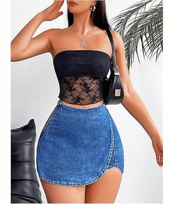 SHINE N' SHOW Blue Denim Women's Straight Skirts ( Pack of 1 )