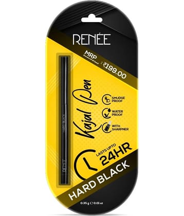 RENEE Kajal Pen with Sharpener Stark White, 24H Stay, Matte, Smudge-Proof (Stark White,0.35g)