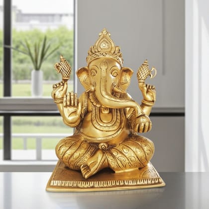 Brass Showpiece Ganesh Ji God Idol Statue (BSMAS1588 F)