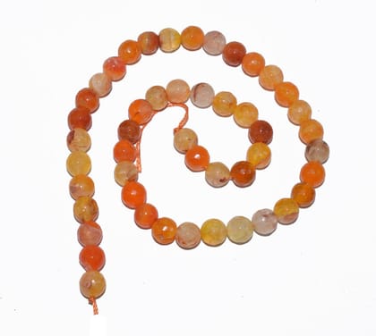 Gemstone Faceted Round Fire Agate Loose Beads , (8 MM) , ZSUE-006-1 String  in 47 Pcs / 8 MM