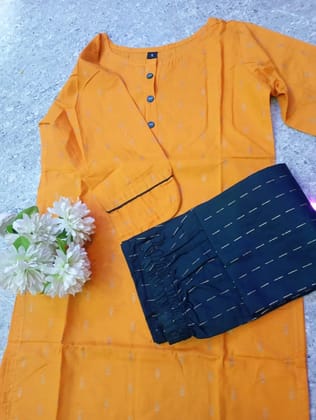 Sunny Yellow Cotton Dress Material Set