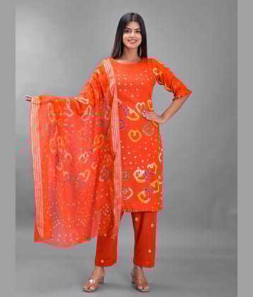 Apratim - Unstitched Orange Cotton Dress Material ( Pack of 1 )