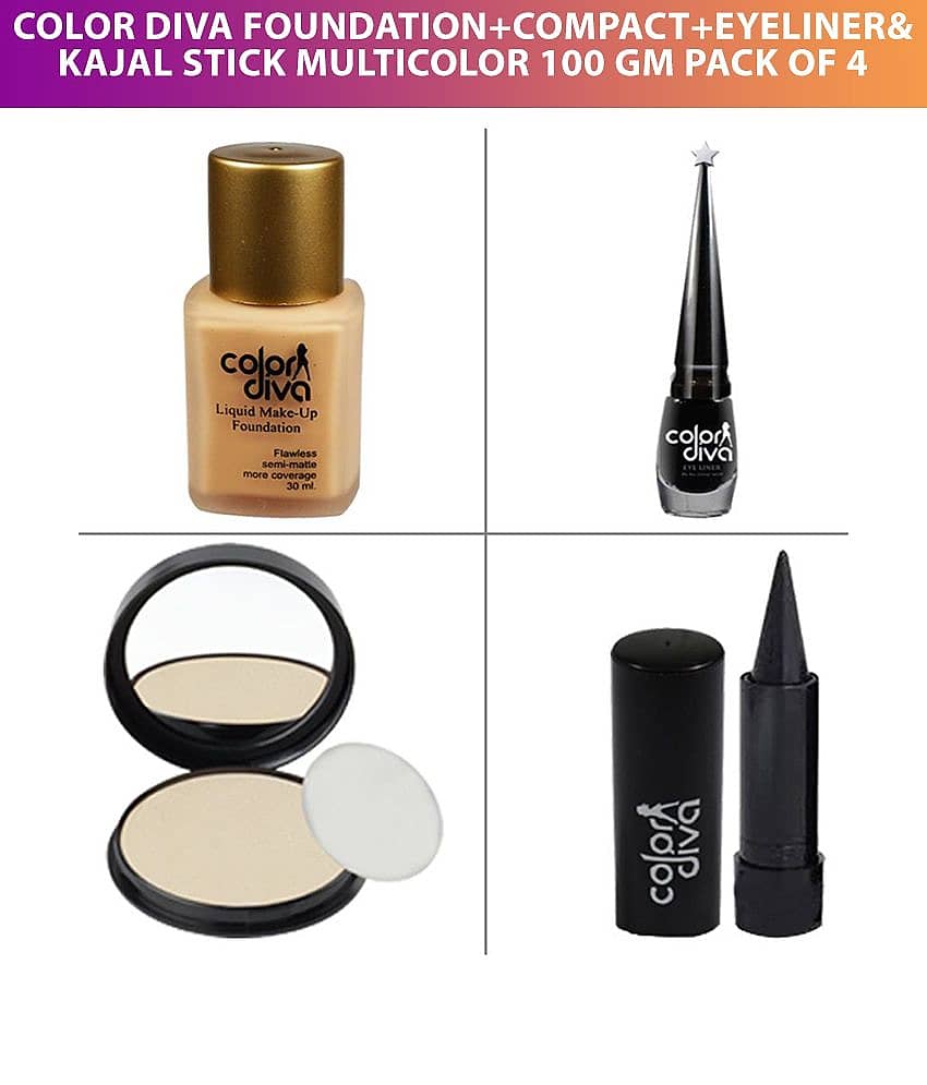 Color Diva Forsted Foundation, Compact Powder, Kajal, Black Eyeliner