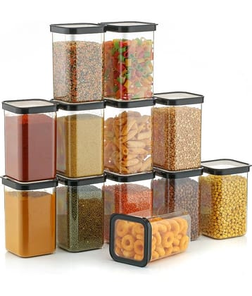 Dark Sun Kitchenware Pulse/Food/Grocery PET Black Dal Container ( Set of 12 )