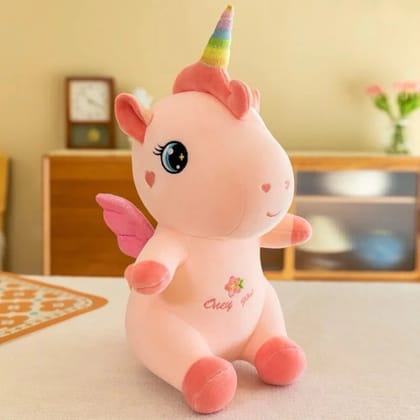 Sitting Unicorn Soft Toy for Kids, 40 CM, Adorable Figure (Peach)