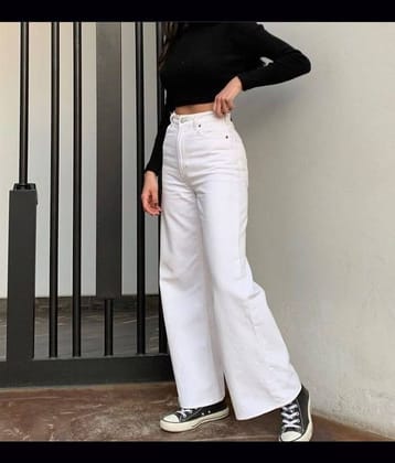 9x denims Women's Relaxed Fit High-Rise Jeans ( White )