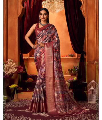 Aadvika Cotton Printed Saree With Unstitched Blouse Piece ( Pink )