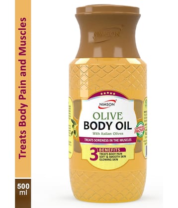 Nimson Olive Body Massage Oil ,Relieves Body Pain, Muscle Tension & Nourishes Skin ,500 ml (Pack of 1)
